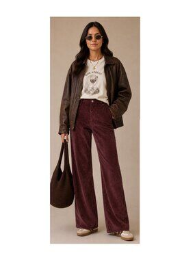 Alexandra Golovanoff France Corduroy Trousers Bordeaux, F38, Burgunday